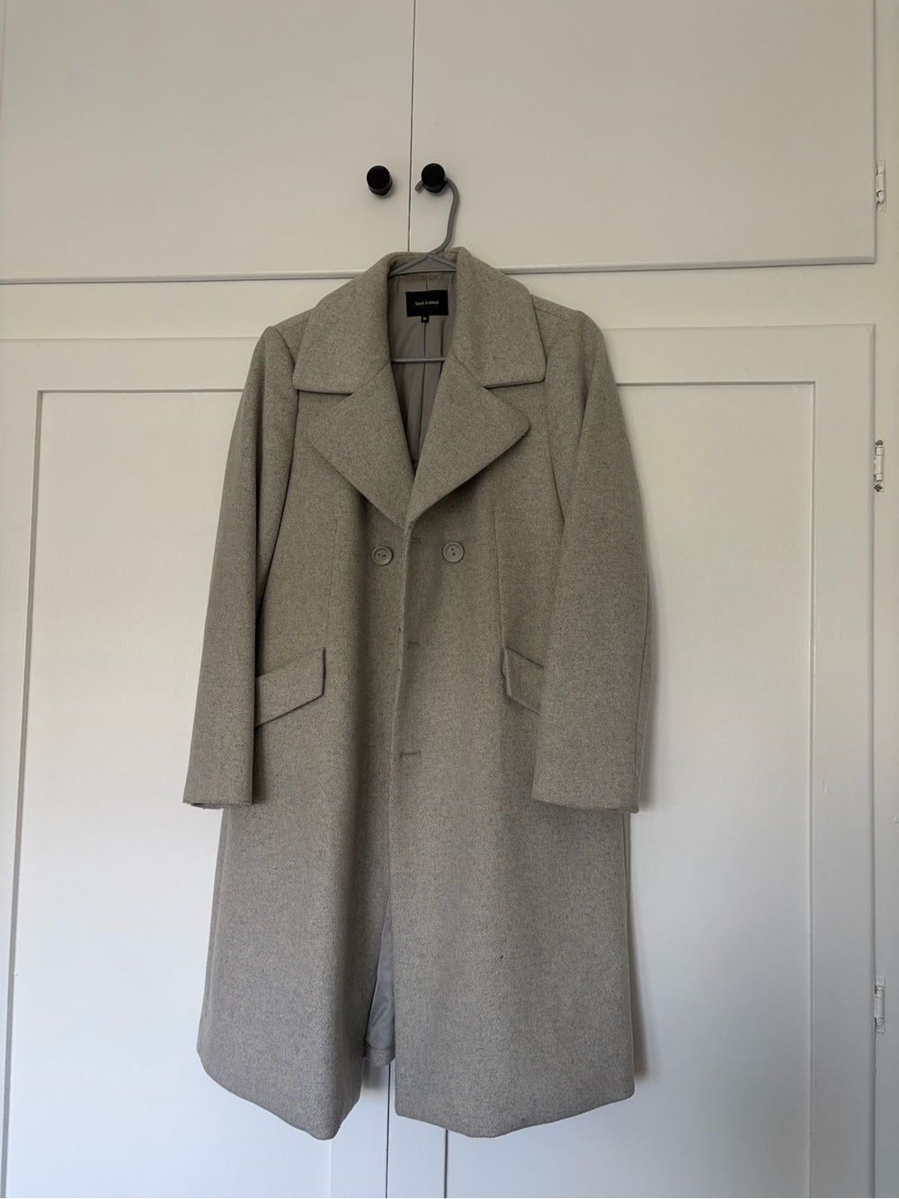Wool Blend Long Coat in Light Gray